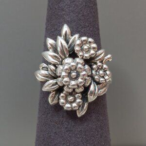 Vintage French Sterling Silver Floral Bouquet Ring Size 6.75 — Paris Find